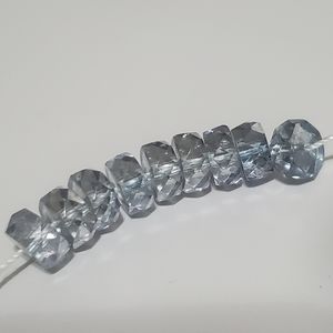 Bead Czech Fire-polished Glass Blue Luster 8x4mm Faceted Rondelle 15" Strand